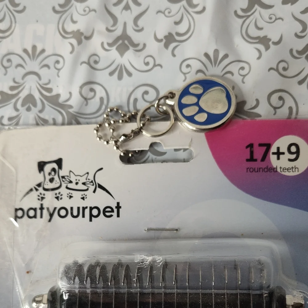 Pat Your Pet Blue Dematting Pet Grooming Tool w/ Extra Wide Dual Head Stainless
